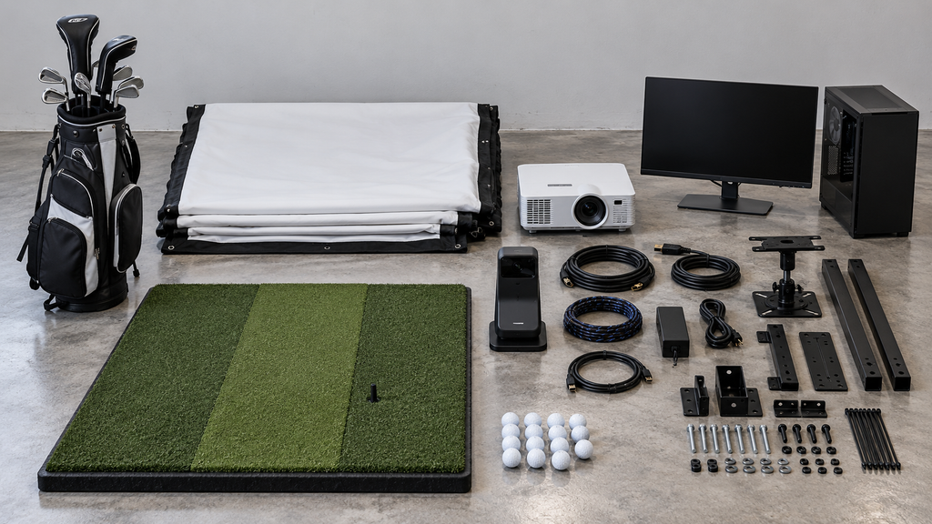 Home Golf Simulator Kit Flat Lay