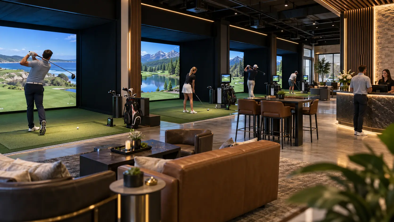 Luxury Indoor Golf Simulator Lounge