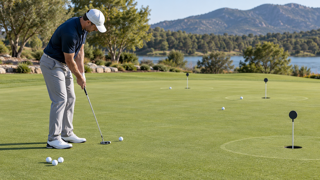 Sunny Lakeside Golf Practice Green