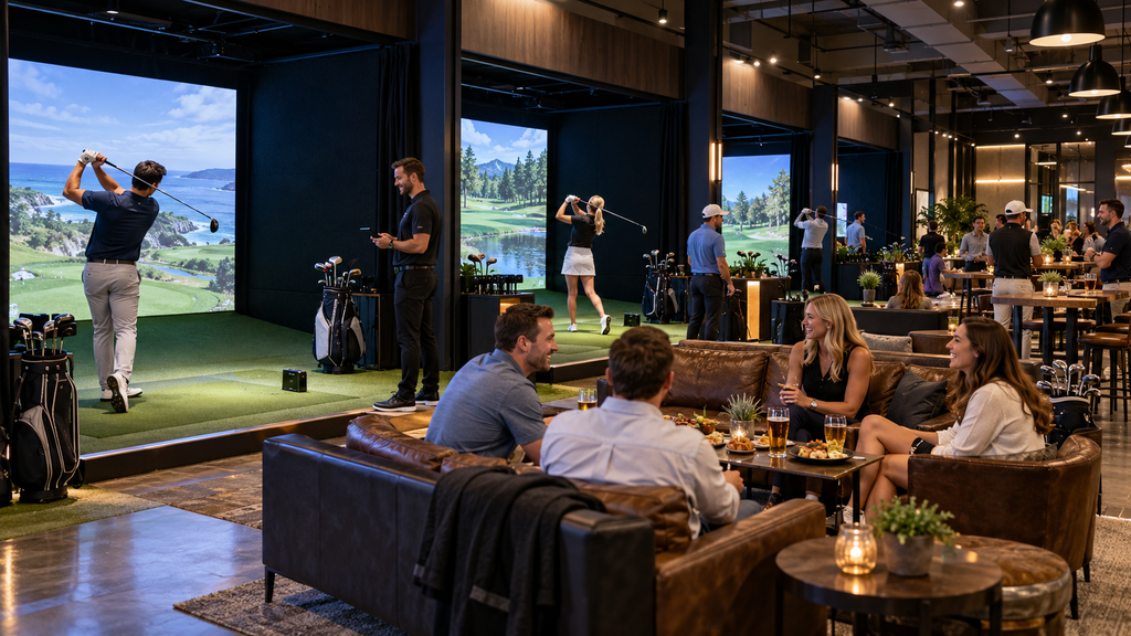 Upscale Indoor Golf Lounge Social Scene